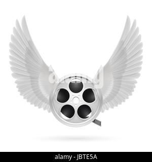 Film realistici aspo con ali bianche emblema Foto Stock