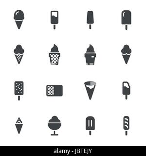 Vector black ice cream set di icone su sfondo bianco Illustrazione Vettoriale