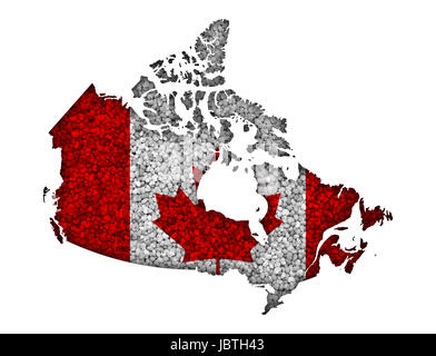 Mappa e bandiera del Canada sui semi di papavero Foto Stock