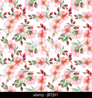 Modello di acquerello fiori sakura Foto Stock