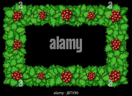 Illustrazione Digitale di holly disposti in un telaio. Foto Stock