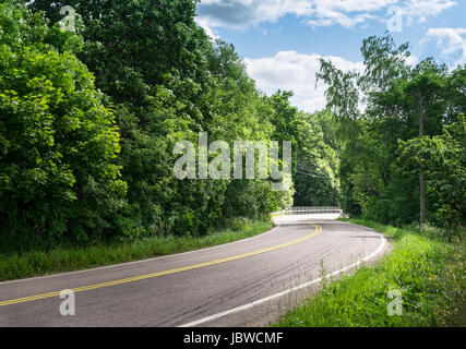 Paesaggio con curva road a bright giorno di estate Foto Stock