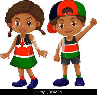 Ragazzo e una ragazza dal Kenya illustrazione Illustrazione Vettoriale
