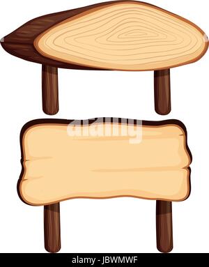 Due segni di legno su pali di legno illustrazione Illustrazione Vettoriale