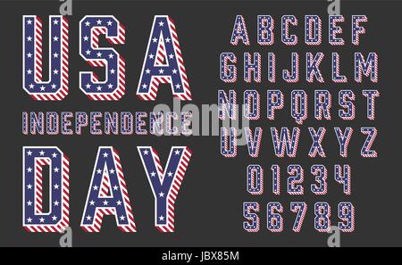 USA Font bandiera a stelle e strisce illustrazione vettoriale per il Memorial Day o Giorno di indipendenza o altri Illustrazione Vettoriale