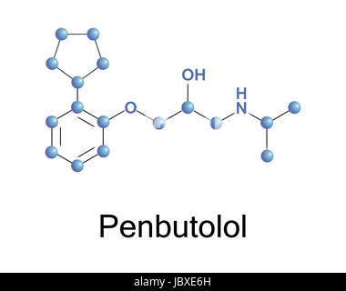 Formula chimica del penbutololo, una illustrazione vettoriale Foto Stock