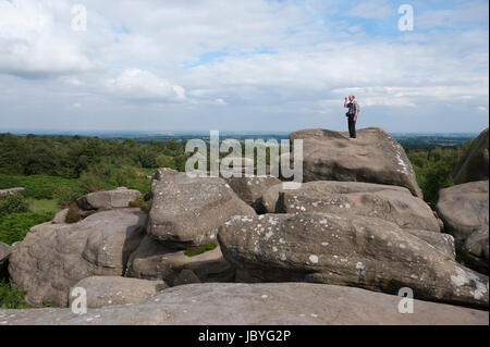 Brimham Rocks, vicino a HARROGATE, North Yorkshire, Regno Unito Foto Stock