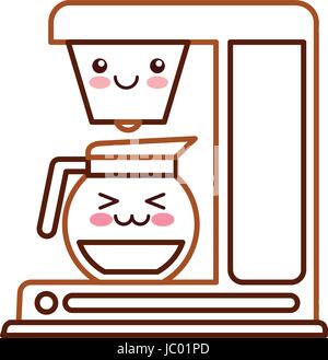 Macchina per caffè kawaii carattere Illustrazione Vettoriale