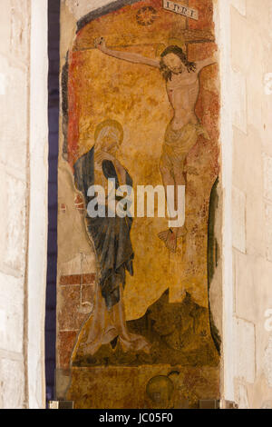 In Francia, in Allier (03), Ébreuil, église Saint-Léger d'Ébreuil, fresque sur les colonnes de la nef // Francia Allier, Ebreuil, Saint Leger d'Ebreuil churc Foto Stock