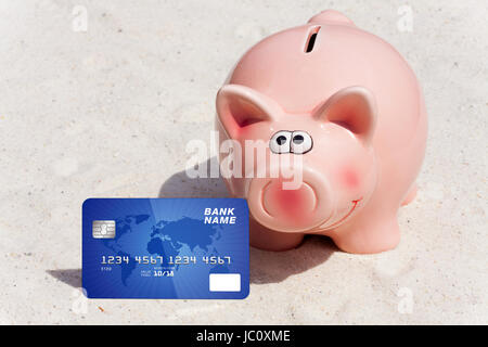 Urlaub im bargeldlos mit der Kreditkarte bezahlen Foto Stock