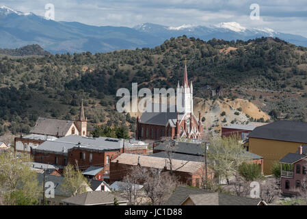 Chiese nella storica città mineraria di Virginia City, Nevada. Foto Stock
