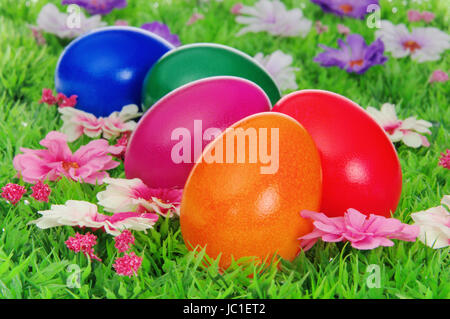 Ostereier auf Blumenwiese - uova di pasqua sul prato di fiori 20 Foto Stock