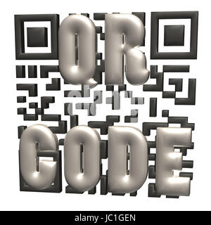Esempio astratta di un tridimensionale codice QR come sfondo Foto Stock