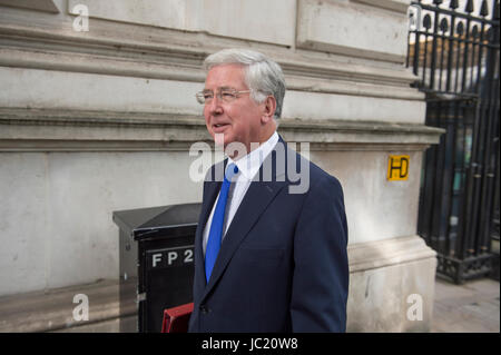 A Downing Street, Londra, Regno Unito. Xiii Giugno, 2017. Sir Michael Fallon, Segretario di Stato per la difesa, foglie di Downing Street dopo martedì riunione del gabinetto. In ottobre 2017 Sir Michael Fallon rassegnato le dimissioni come segretario alla difesa. Credito: Malcolm Park/Alamy Live News. Foto Stock