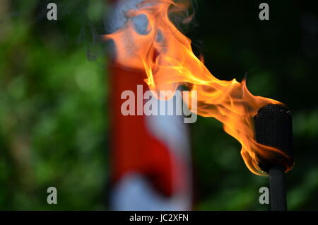 La giocoleria torcia di fuoco Foto Stock