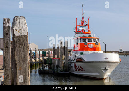 Il Frisone Orientali isola del Mare del Nord Norderney, Germania, SAR, di ricerca e di salvataggio in barca al porto, Foto Stock