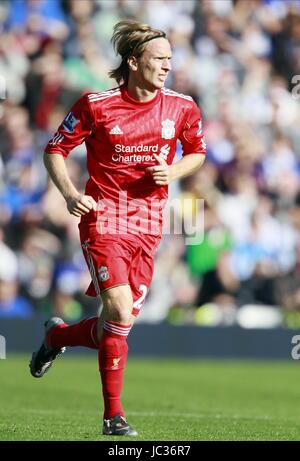 Commenta Christian Poulsen Liverpool FC ST. ANDREWS Birmingham Inghilterra 12 Settembre 2010 Foto Stock