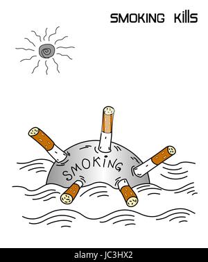 Il fumo uccide, il fumo di sigaretta contro-poster pubblicitario Illustrazione Vettoriale
