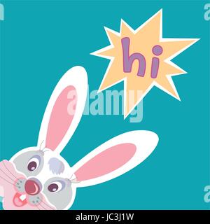 Divertente coniglietto sorridente saluto easter card immagine vettoriale Illustrazione Vettoriale