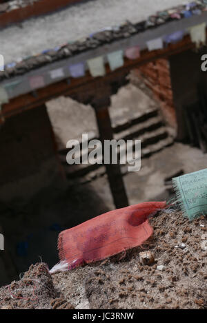 Il buddist monasteri di Lo Manthang,Mustang in Nepal ,attraverso i loro tetti ogni anno si tengono il festival Tiji ogni anno Foto Stock