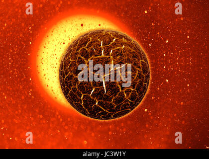 Pianeta simulata esplosione, esplodere fire planet Foto Stock