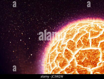 Pianeta simulata esplosione, esplodere fire planet Foto Stock
