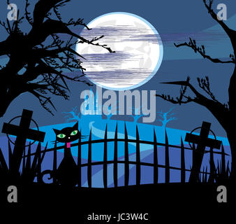 gatto sul cimitero Foto Stock