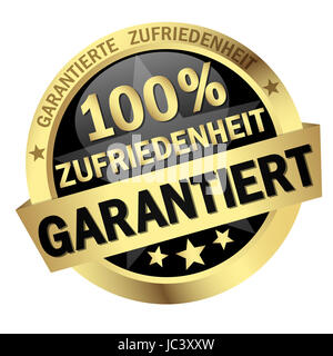 Colorato pulsante isolato 100% ZUFRIEDENHEIT GARANTIERT Foto Stock