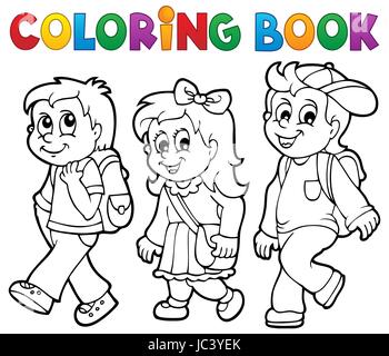 Libro da colorare per bambini della scuola tema 2 - foto illustrazione. Foto Stock