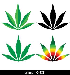 La Cannabis (marijuana) foglie set di icone in stile differenti isolati su sfondo bianco - Illustrazione Vettoriale Illustrazione Vettoriale