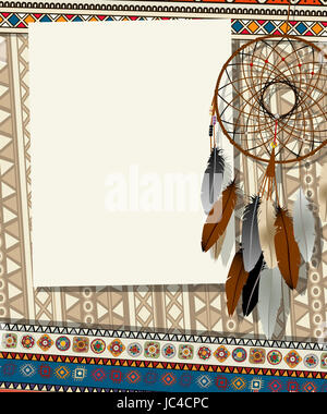 Scheda Testo, collage con american indian dream catcher Foto Stock