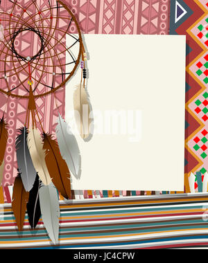 Scheda Testo, collage con american indian dream catcher Foto Stock