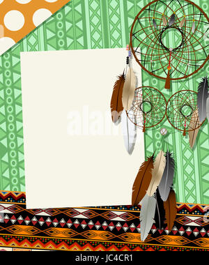 Scheda Testo, collage con american indian dream catcher Foto Stock