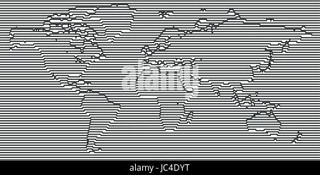 Vettore grigia vuota, lineare simile mappa Mondo isolato su sfondo bianco. Monocromatico modello Worldmap website design coperchio, relazioni annuali, infograph Illustrazione Vettoriale