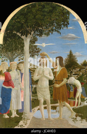 Piero della Francesca - Il battesimo di Cristo 1450 Foto Stock