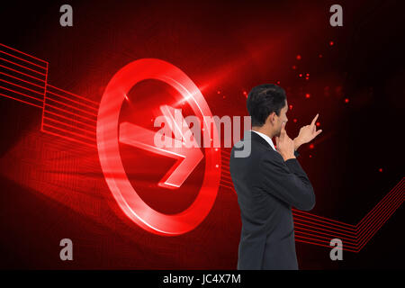 Immagine composita di pensosa asian businessman rivolta Foto Stock