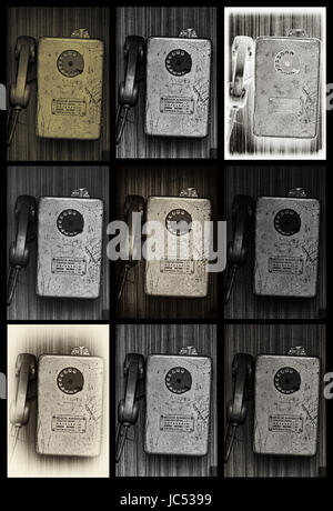 Foto vecchie Taksofon, telefono automatico Foto Stock