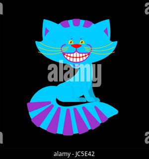 Cheshire cat smile isolato. Pet fantastico Alice nel paese delle meraviglie. Magia animale Illustrazione Vettoriale