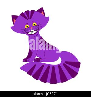 Cheshire cat smile isolato. Pet fantastico Alice nel paese delle meraviglie. Magia animale Illustrazione Vettoriale