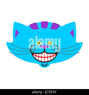 Cheshire cat smile isolato. Pet fantastico Alice nel paese delle meraviglie. Magia animale Illustrazione Vettoriale