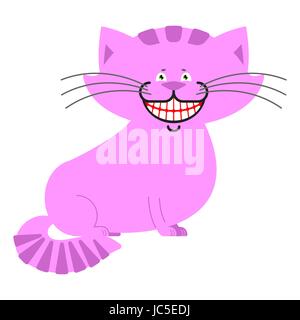 Cheshire cat smile isolato. Pet fantastico Alice nel paese delle meraviglie. Magia animale Illustrazione Vettoriale