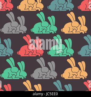 Coniglio colorato seamless pattern. Lepre ornamento. bunny sfondo. Texture di origine animale Illustrazione Vettoriale