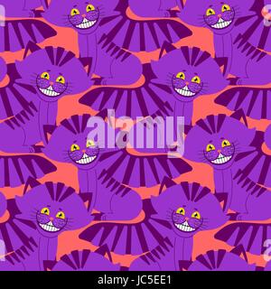 Cheshire cat smile pattern. texture pet fantastico Alice nel paese delle meraviglie. Magic sfondo animale Illustrazione Vettoriale