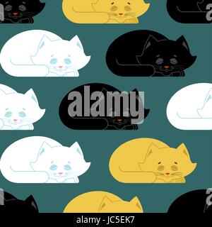 Gatto pelo pattern. gattino essere addormentato seamless texture. sleep sfondo pet Illustrazione Vettoriale