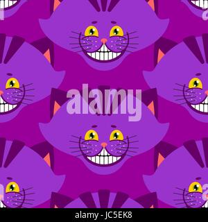 Cheshire cat smile pattern. texture pet fantastico Alice nel paese delle meraviglie. Magic sfondo animale Illustrazione Vettoriale