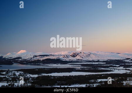 Inverno vista dal Duncryne (l'gnocco), Gartocharn, West Dunbartonshire, Scozia Foto Stock