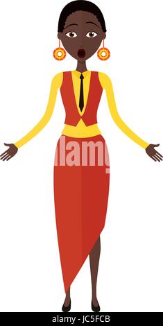 Sorpreso donna africana gettando le sue mani il vettore isolato su uno sfondo bianco. Illustrazione Vettoriale