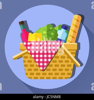 Cesto picnic illustrazione vettoriale. Illustrazione Vettoriale