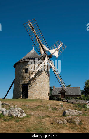 Francia, Bretagna Mont-Dol, mulino, windmill Frankreich, Bretagne, Muehle, Windmuehle Foto Stock