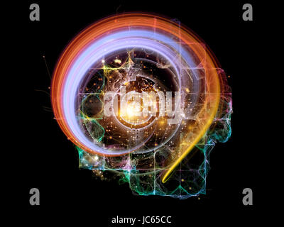 Particella concettuale serie. Interazione di fractal ed elementi concettuali sul tema della scienza, informazioni di tecnologia e design Foto Stock